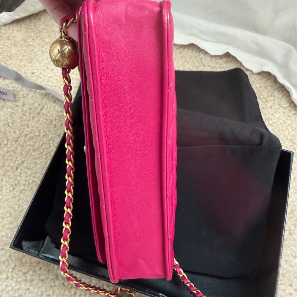 LAST CALL! Chanel Fuchsia Quilted Wallet on Chain Crossbody Bag - Picture 5 of 13